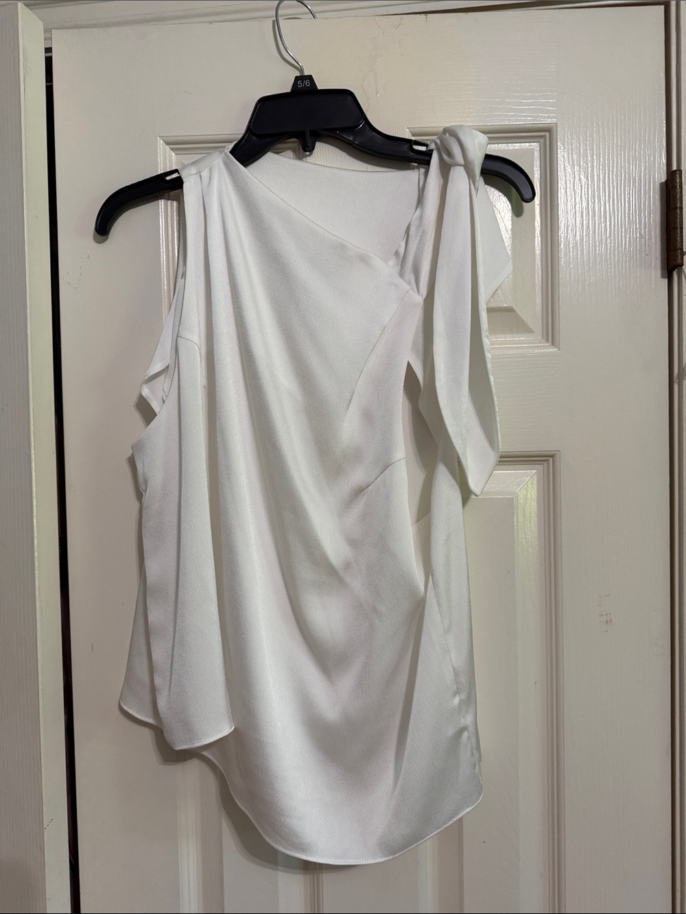Naked Zebra White One-Shoulder Tie Detail Camisole